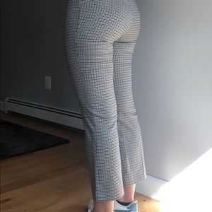 Plaid kick flare mid rise pants